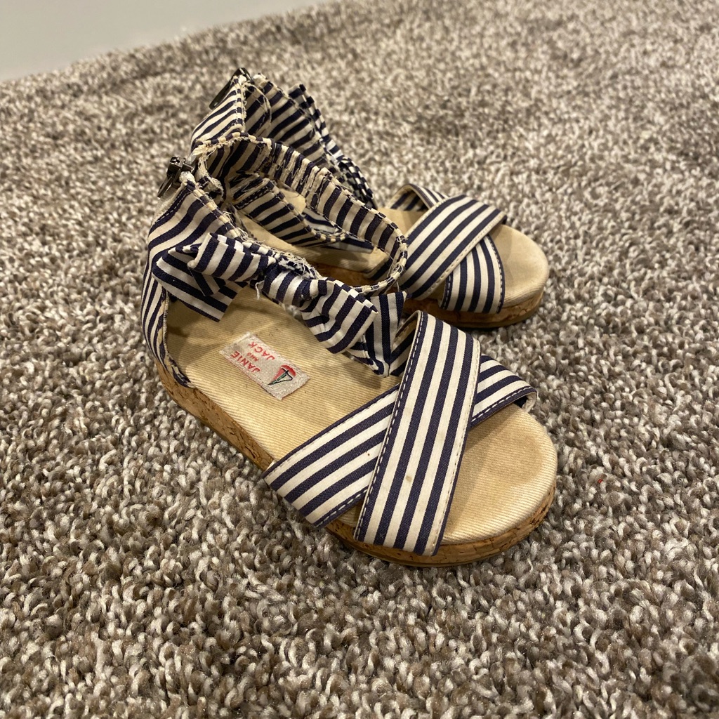 Janie And Jack Merchant Marine Espadrille Criss Cross Pinstripe Nautical Sandals